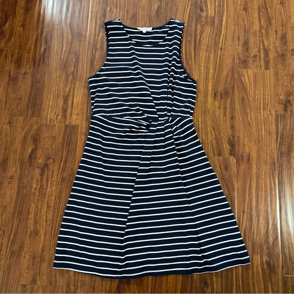 Honey Belle Navy Blue Striped Knee Length Sleeveless Dress size medium - Picture 1 of 8